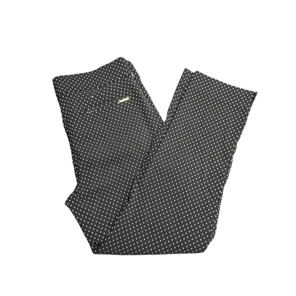 Anne Klein Pants Black White Flat Front Casual Stretch Trousers Women's Small